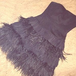 BCBG MaxAxria strapless feather dress